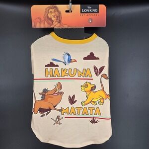 Disney The Lion King Hakuna Matata Pet T-Shirt Tan Dog Shirt Simba Pumbaa Large
